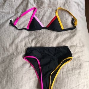 NWT Black bikini with colorful trim